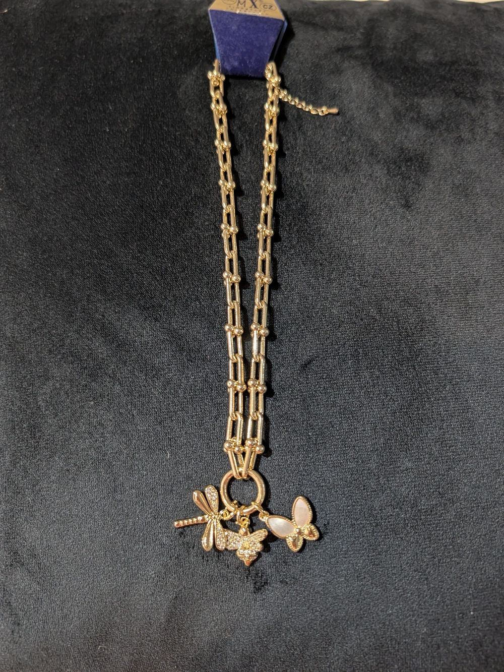 Gold-Tone Dragonfly, Bee & Butterfly Charm Necklace - Women Jewelry